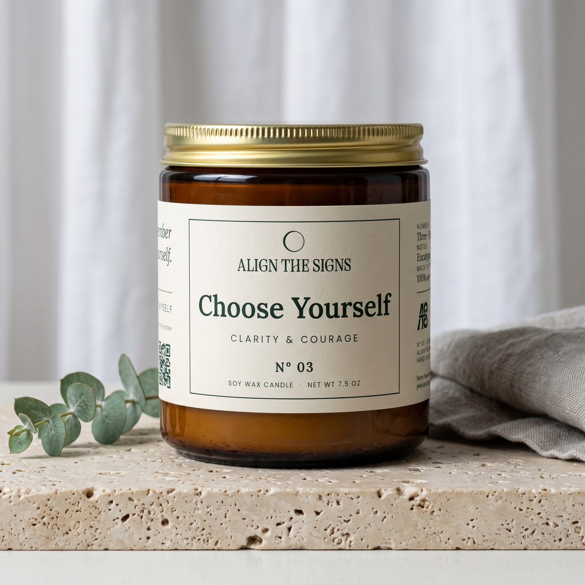 Choose Yourself — No. 03, 9 oz amber jar candle with gold lid