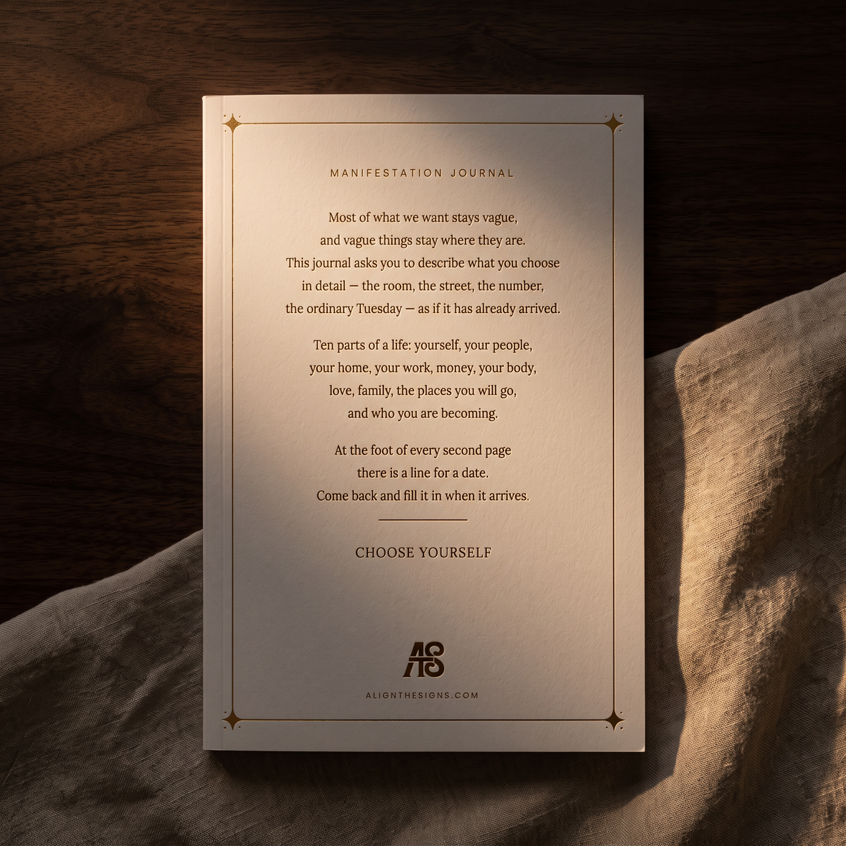Following the Signs — Manifestation Journal, back cover