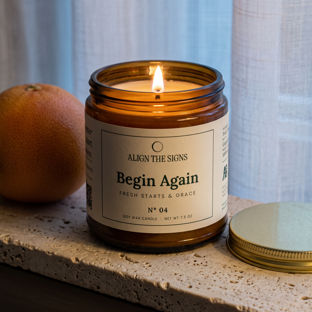 Begin Again — No. 04, lit at dusk