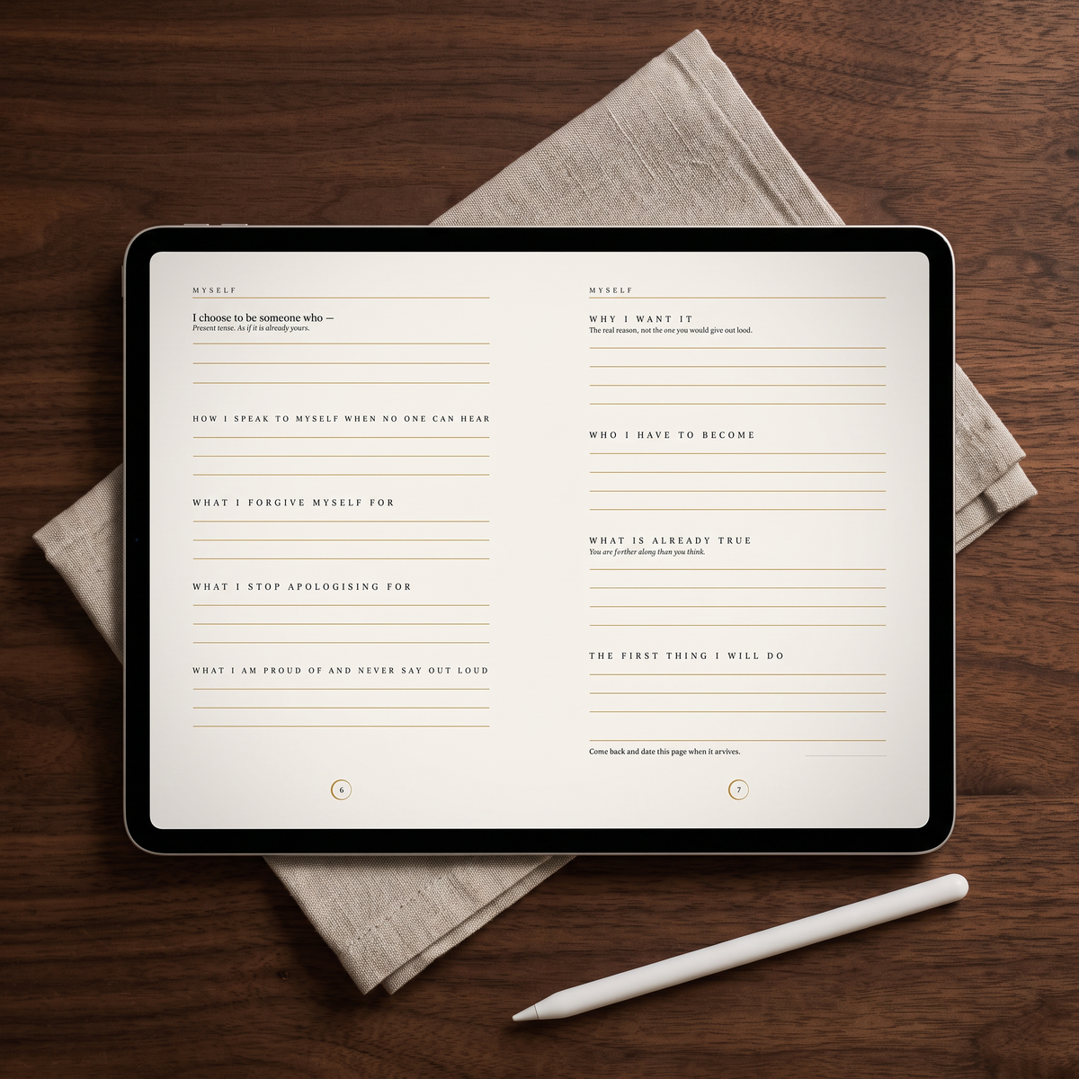 Manifestation Journal digital edition on an iPad